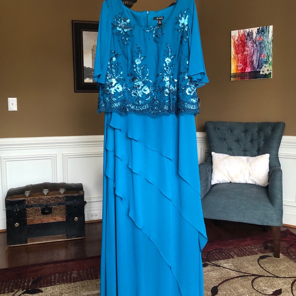 NEW Le Bos Peacock dress skirt floral glitter